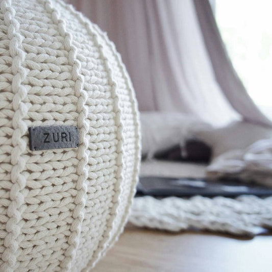 Zuri House Knitted Pouffe (Medium) - Ivory