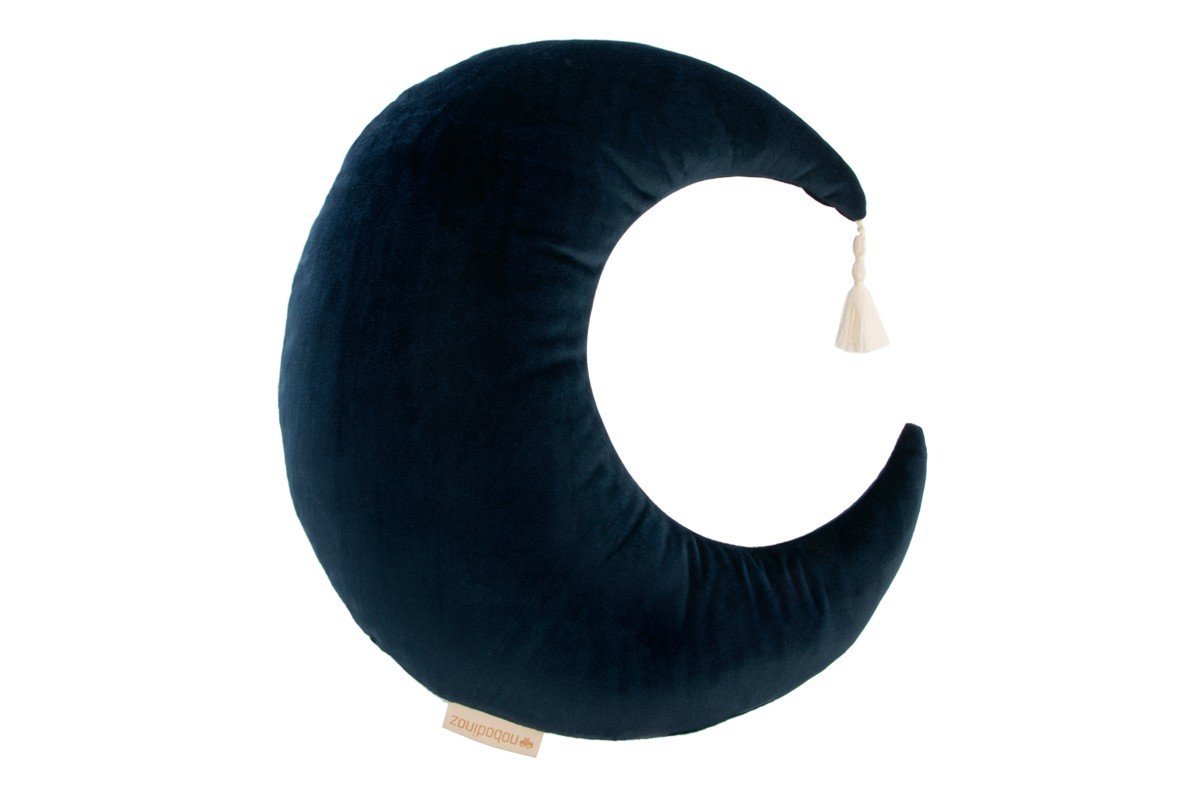 Nobodinoz Pierrot Moon Velvet Cushion in Night Blue - Scandibørn