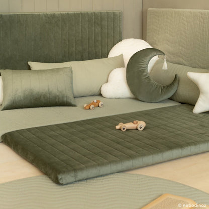 Nobodinoz Zanzibar Velvet Play Mattress - Olive Green
