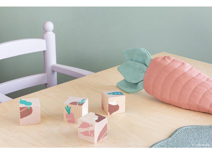 Nobodinoz Wooden Cubes Veggies Puzzle - Scandibørn