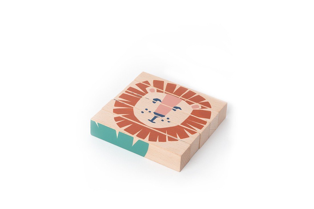 Nobodinoz Wooden Cubes Wild Animals Puzzle - Scandibørn