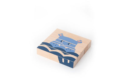 Nobodinoz Wooden Cubes Wild Animals Puzzle - Scandibørn