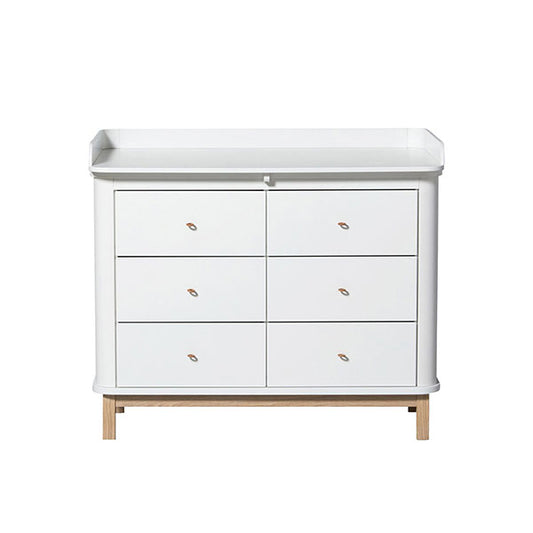 Oliver Furniture Wood Nursery Dresser 6 Drawer (Full Top) - White/Oak