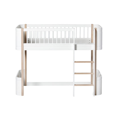 Oliver Furniture Wood Mini + Low Loft Bed - Oak & White