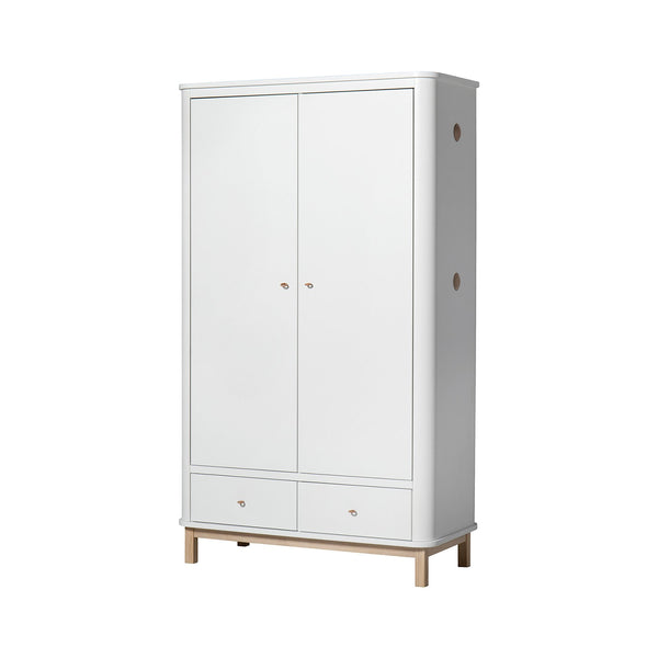 Oliver Furniture Wood Wardrobe 2 Door White/Oak Scandiborn