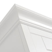 White three-door wardrobe with drawers from the Oliver Furniture Seaside Collection, featuring soft-close hinges, adjustable shelving, and hanging space for children's bedroom storage.