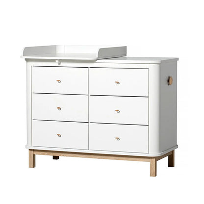Oliver Furniture Nursery Dresser 6 Drawers - White & Oak (Half Top)