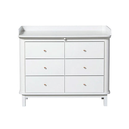 Oliver Furniture Wood Nursery Dresser 6 Drawers (Full Top) - White