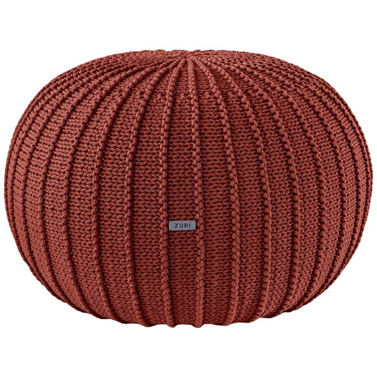Zuri House Large Knitted Pouffe - Terracotta