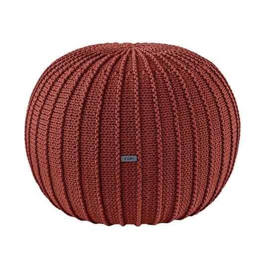 Zuri House Medium Knitted Pouffe - Terracotta
