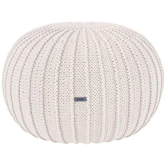 Zuri House Large Knitted Pouffe - Ivory