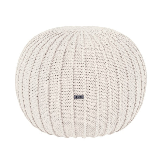 Zuri House Medium Knitted Pouffe - Ivory