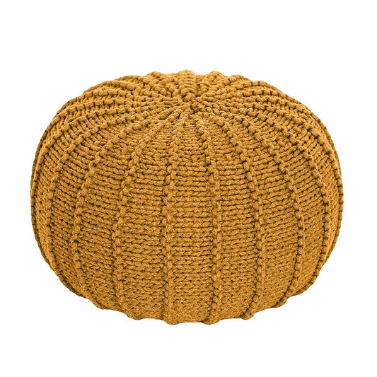 Zuri House Small Knitted Pouffe - Mustard