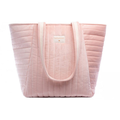 Nobodinoz Savanna Velvet Maternity Bag in Bloom Pink