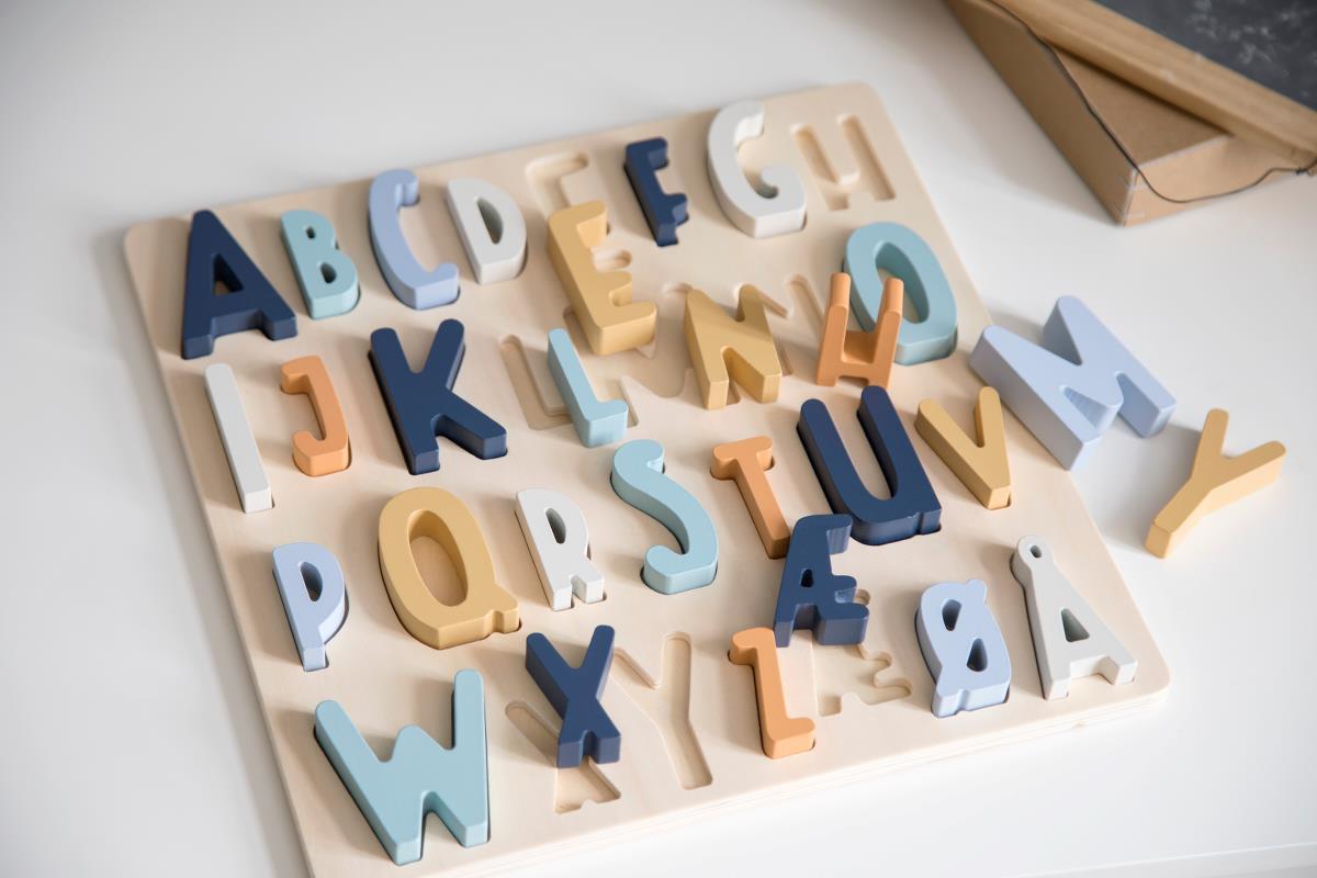 Sebra ABC Alphabet Puzzle in Denim Blue - Scandibørn
