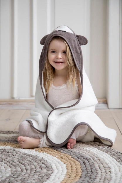 Sebra Baby Hooded Towel - Milo Bear - Scandibørn