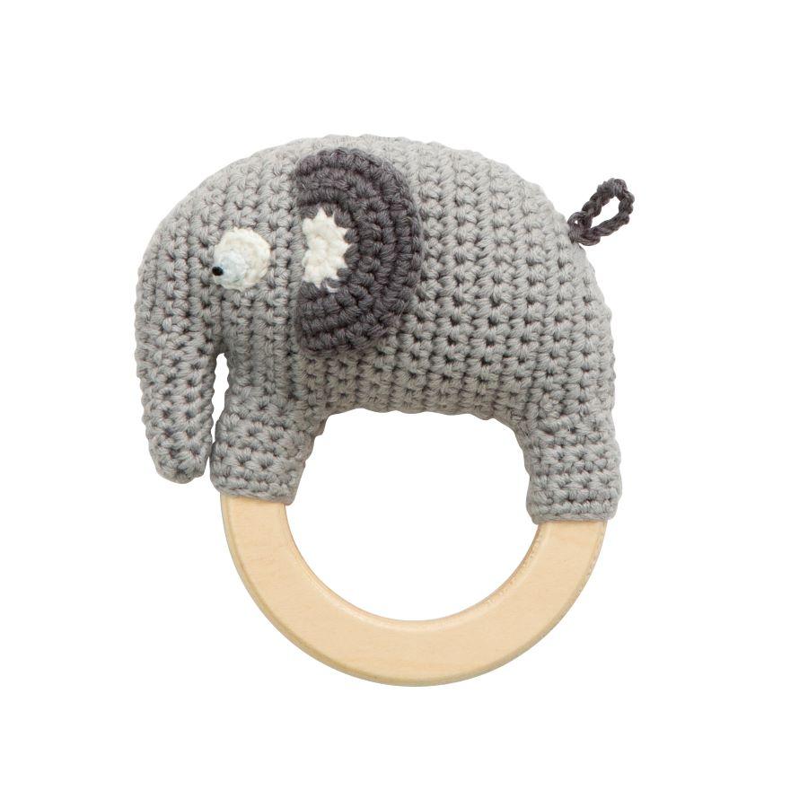 Sebra Crochet Rattle Fanto the Elephant in Classic Grey - Scandibørn