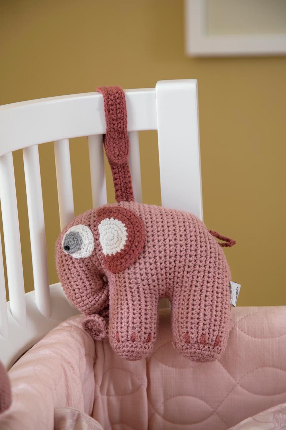 Sebra Fanto the Elephant Musical Pull Toy in Blossom Pink - Scandibørn