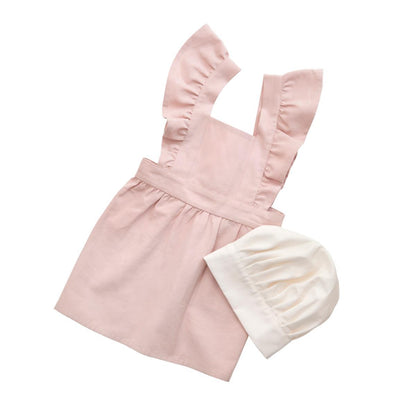 Sebra Kids Apron & Hat set in Dusty Pink / Classic White - Scandibørn