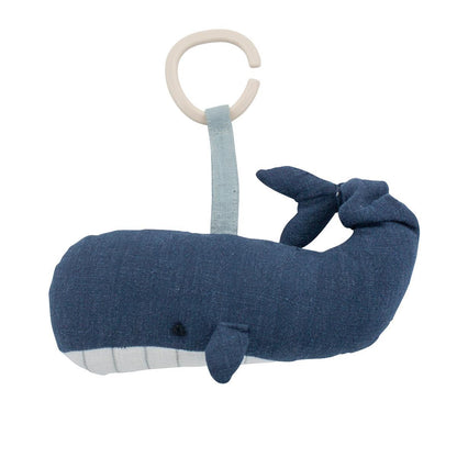 Sebra Marion the Whale Musical Pull Toy in Ocean Dive Navy - Scandibørn