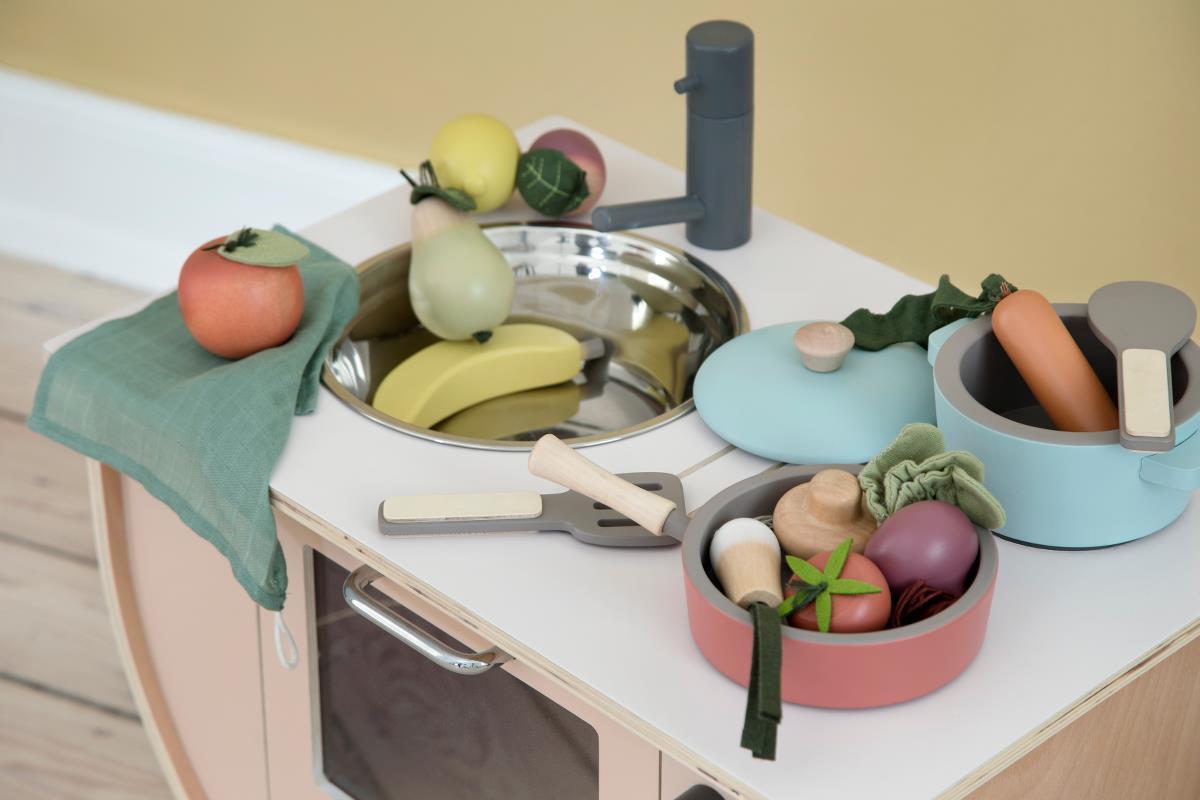 Sebra Play Kitchen Pots and Pans Warm Grey - Scandibørn