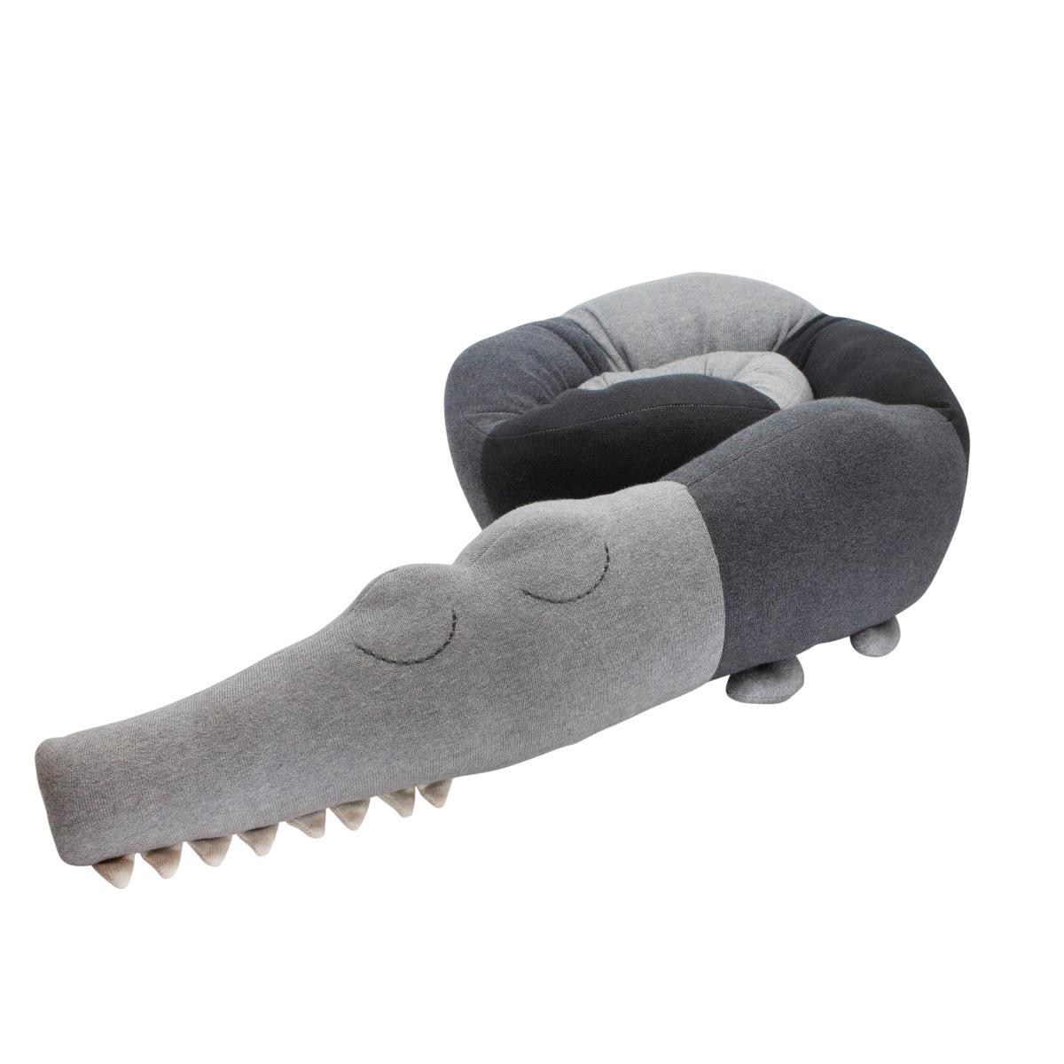 Sebra Sleepy Croc Knitted Cushion in Storm Grey - Scandibørn