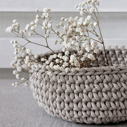 Zuri House Crochet Flat Basket - Beige