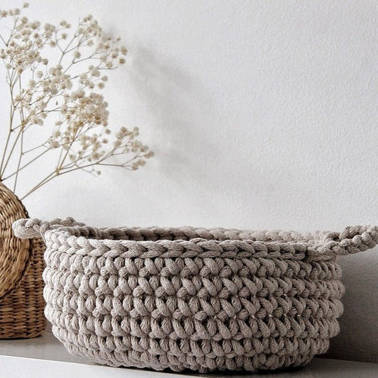 Zuri House Crochet Flat Basket - Beige