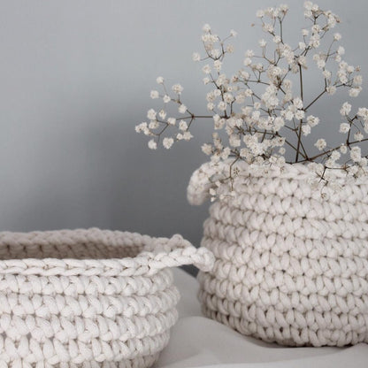 Zuri House Crochet Small Basket - Ivory