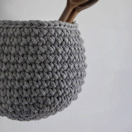Zuri House Crochet Hanging Basket - Dark Grey