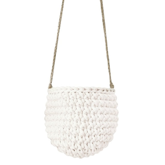 Zuri House Crochet Hanging Basket - Ivory