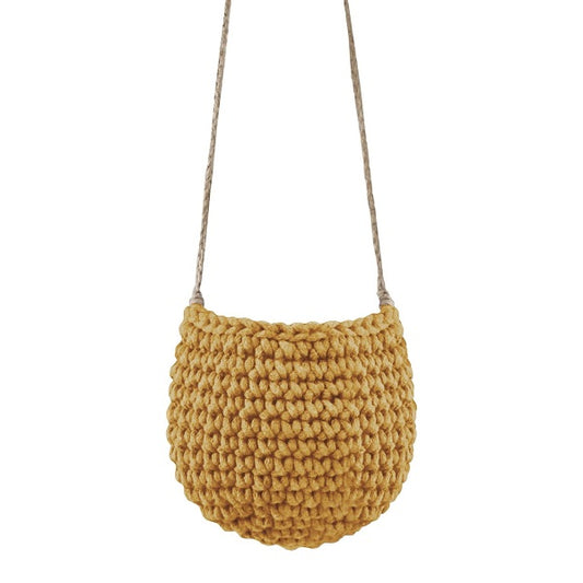 Zuri House Crochet Hanging Basket - Mustard
