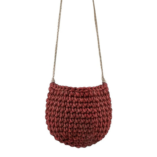 Zuri House Crochet Hanging Basket - Terracotta