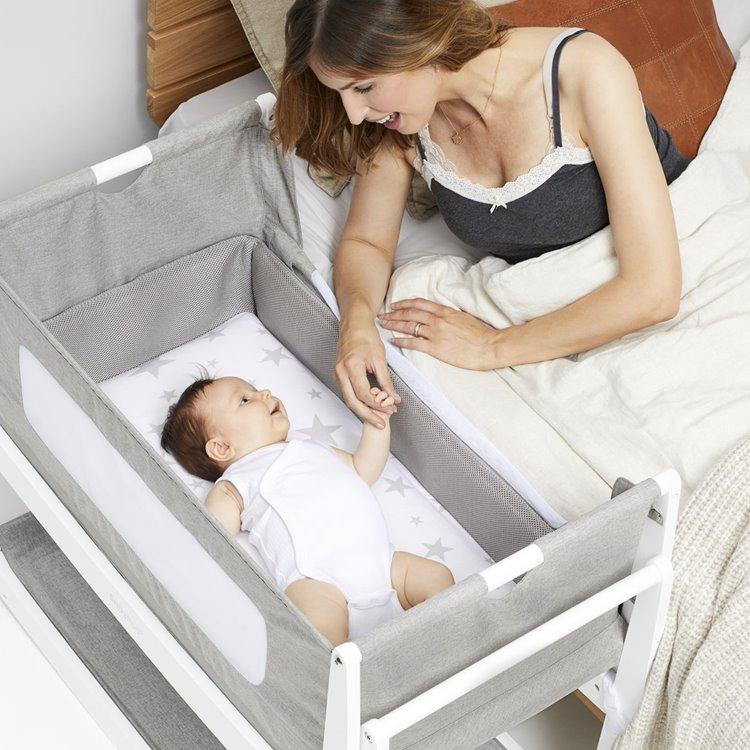 SnuzPod 4 - Bedside Crib 3 in 1 in Dusk (with mattress) - Scandibørn