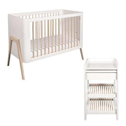Torsten 2 Piece Nursery Furniture Set (Cot Bed and Changing Table) - White/Natural