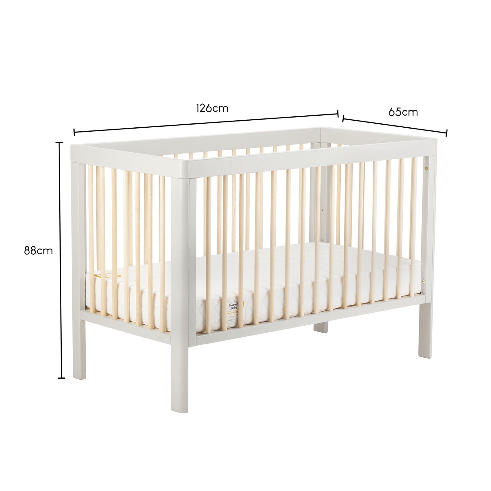 Troll Lukas 2 Piece Set - Cot And Changing Table With Drawer - Soft Grey/Natural - Scandibørn