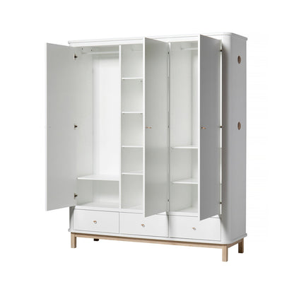 Oliver Furniture Wood Wardrobe 3 Door - White/Oak