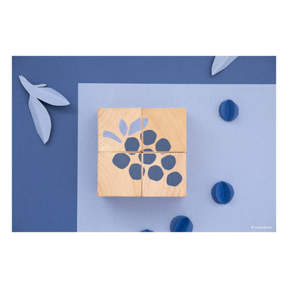 Nobodinoz Wooden Cubes Fruit Puzzle