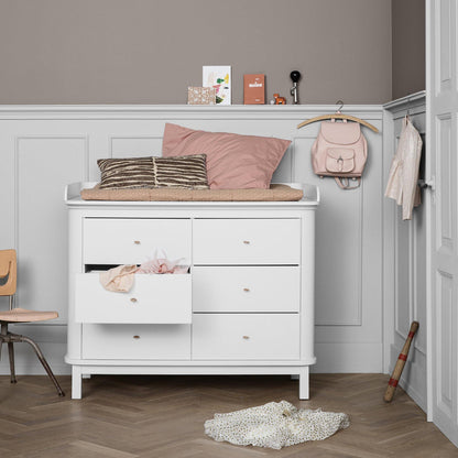 Oliver Furniture Wood Nursery Dresser 6 Drawers (Full Top) - White