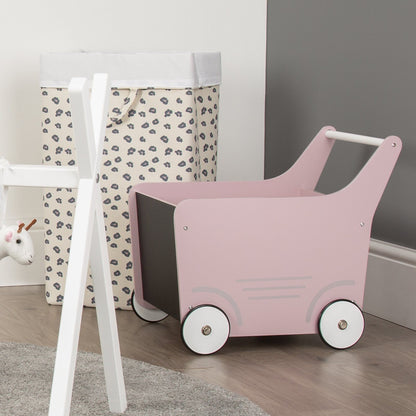 Childhome Wooden Toy Stroller / Storage - Soft Pink